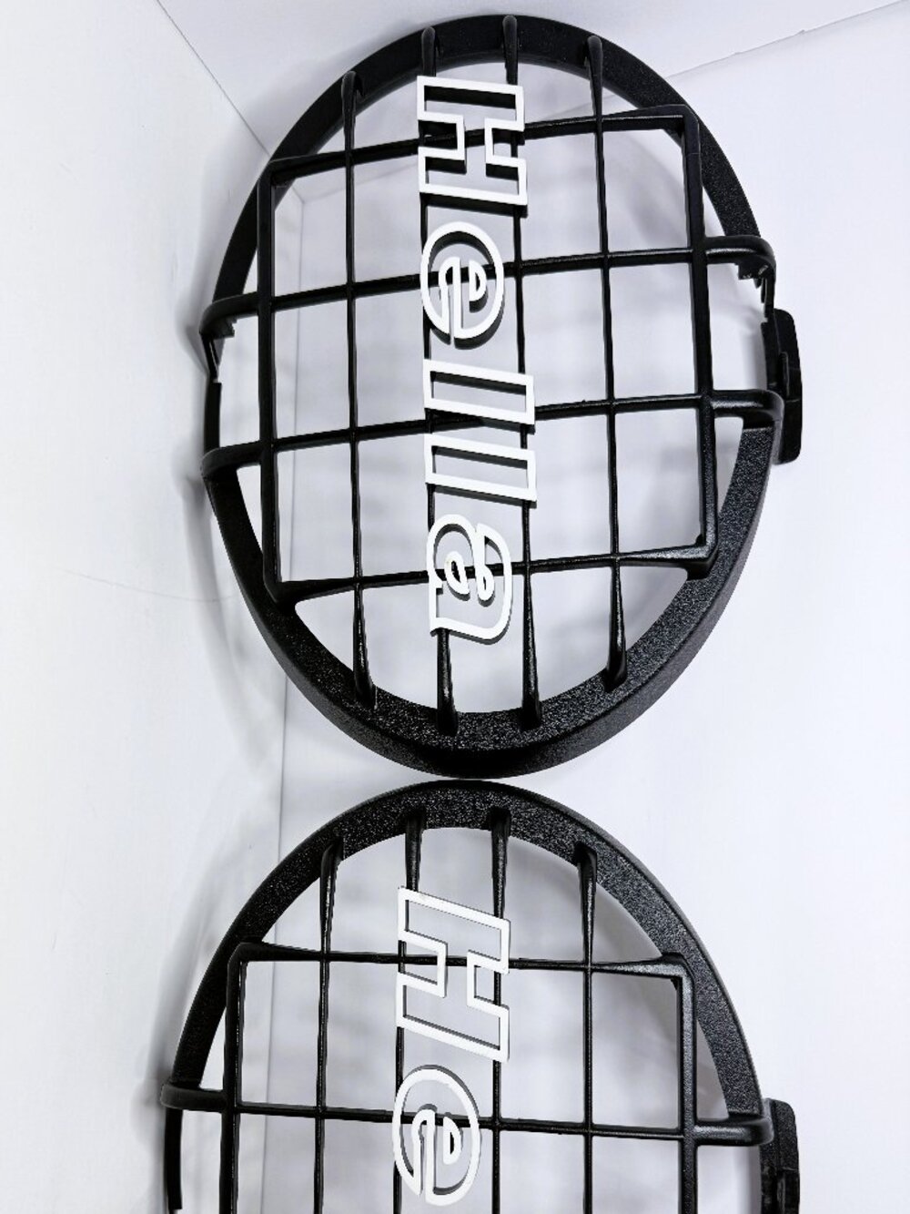 Hella 500 Grille Cover (Pair) - Black with White letters